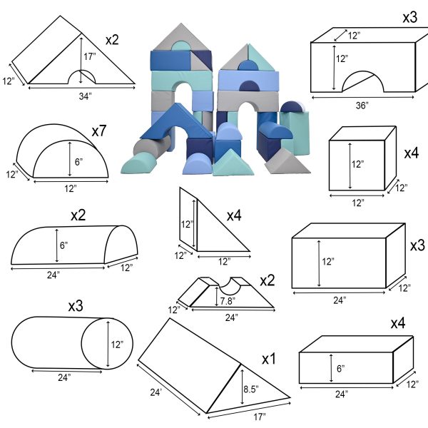 12" Module Blocks - Set of 35 (Set A and B) - Tranquility