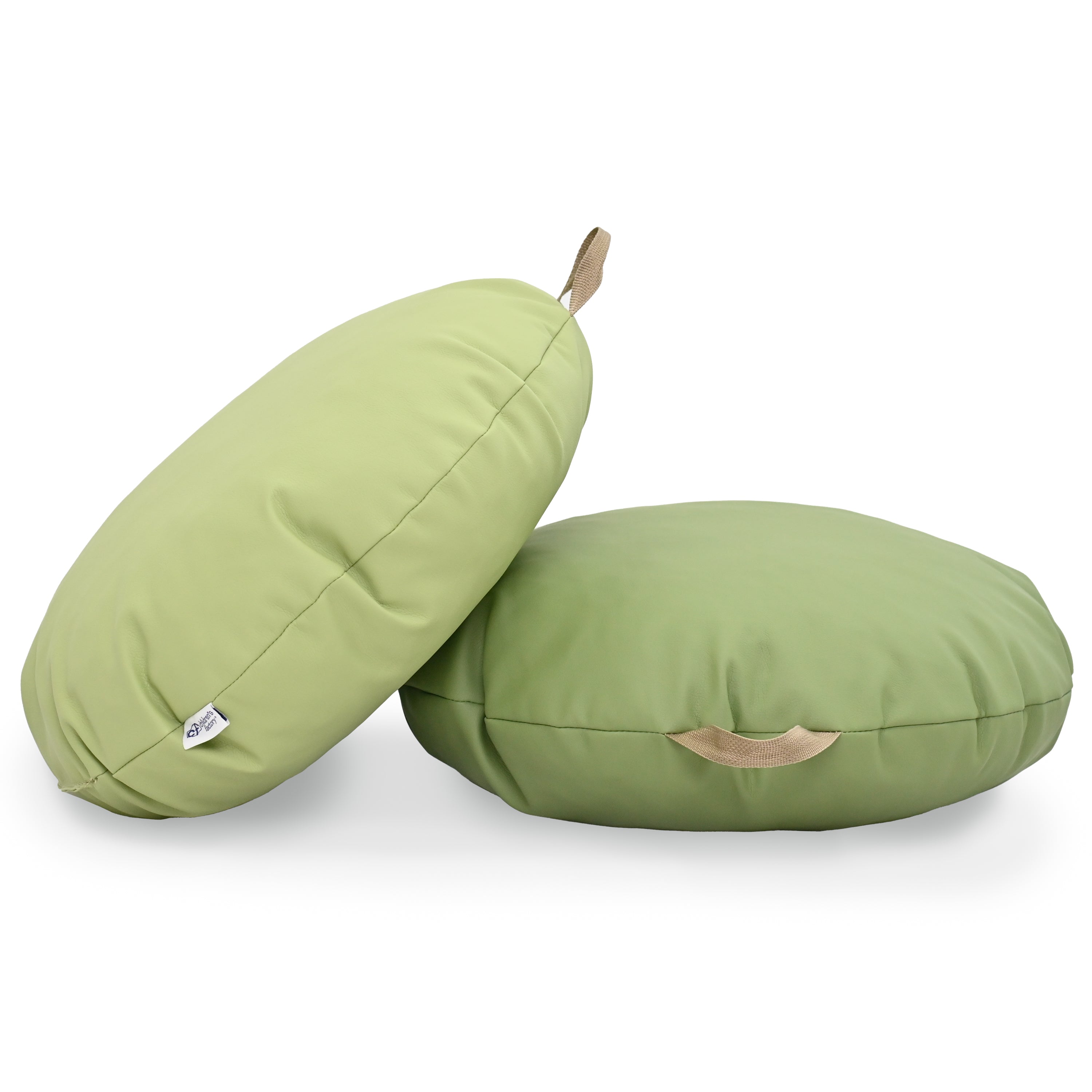 18x18 Mini Round Pouf with Handle - Set of 2 - Fern and Sage