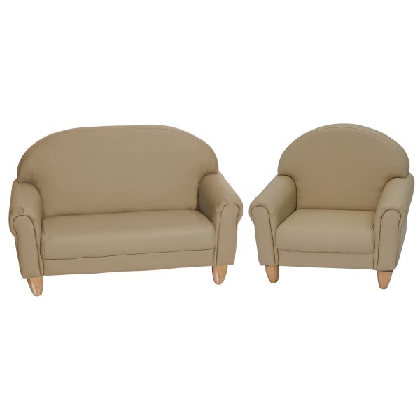 As We Grow Chair and Sofa Set - Buff with Natural Legs