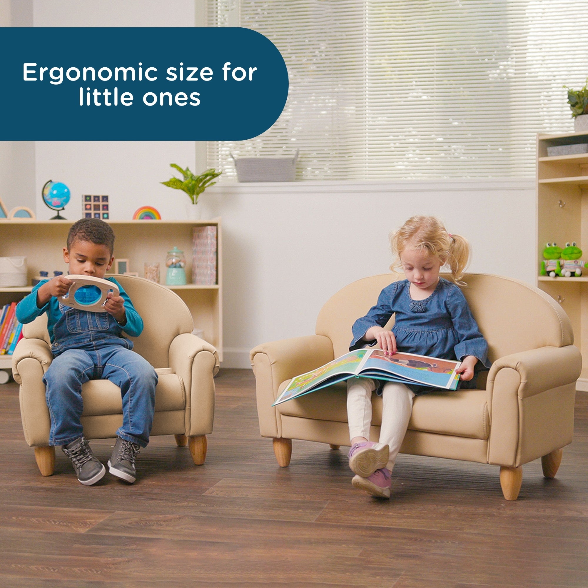 As We Grow Chair and Sofa Set - Buff with Natural Legs