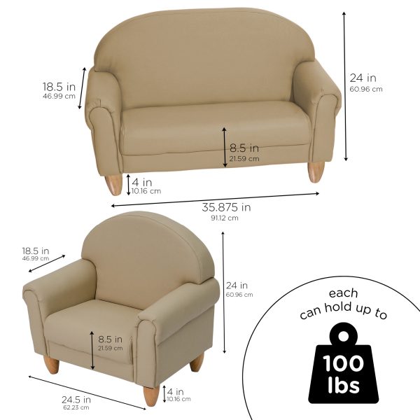 AS WE GROW Classic Chair & Sofa Set - Buff with Natural Legs