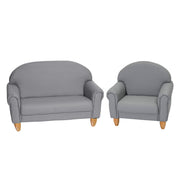As We Grow Chair and Sofa Set - Gray with Natural Legs