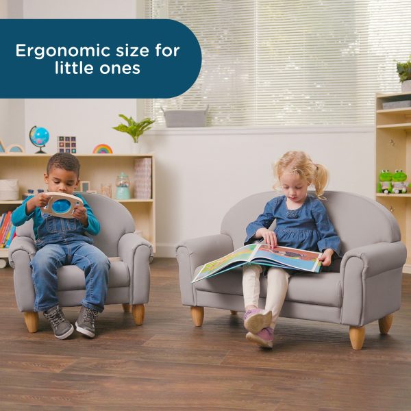 As We Grow Chair and Sofa Set - Gray with Natural Legs