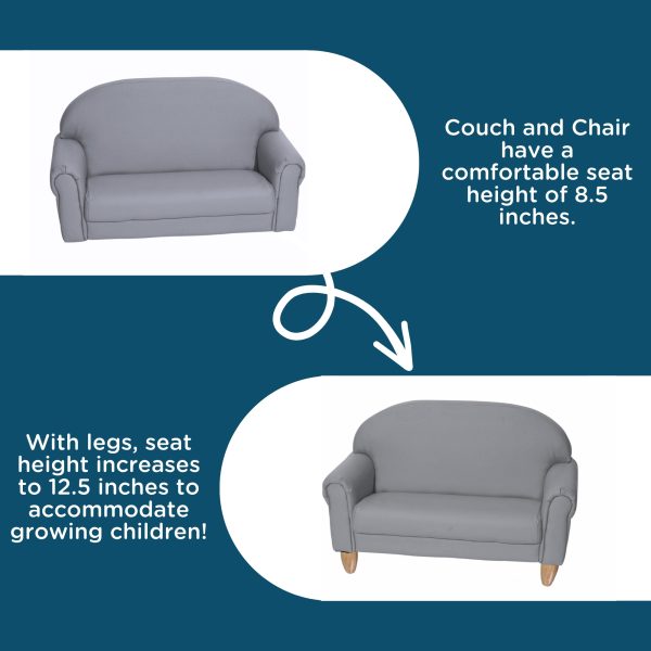 AS WE GROW Classic Chair & Sofa Set - Gray with Natural Legs