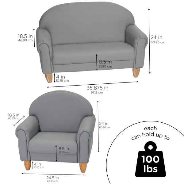 AS WE GROW Classic Chair & Sofa Set - Gray with Natural Legs