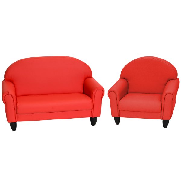 As We Grow Chair and Sofa Set - Red with Black Legs