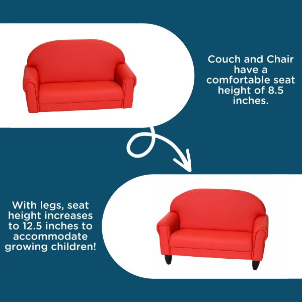 AS WE GROW Classic Chair & Sofa Set - Red with Black Legs