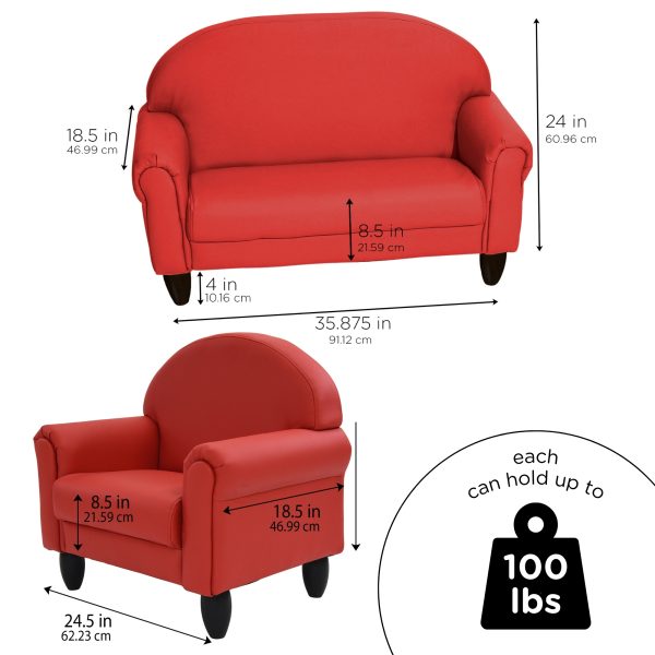 AS WE GROW Classic Chair & Sofa Set - Red with Black Legs