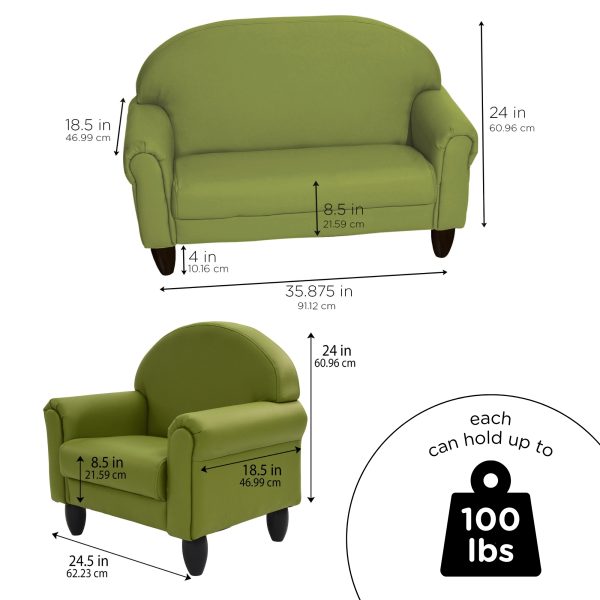 AS WE GROW Classic Chair & Sofa Set - Sage with Black Legs