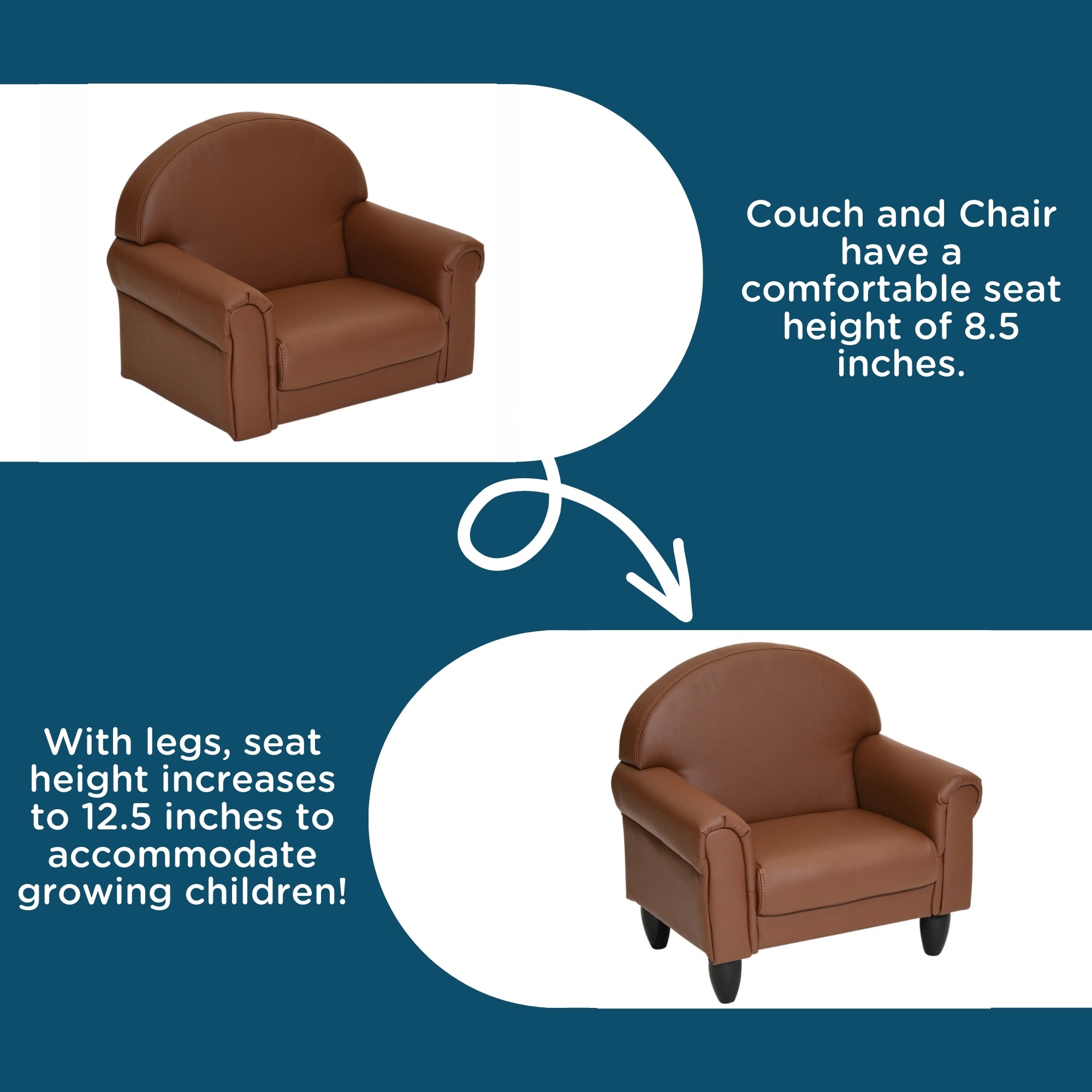 As We Grow Chair and Sofa Set - Walnut with Black Legs