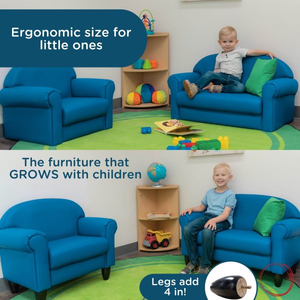 As We Grow Chair and Sofa Set - Deep Water with Black Legs
