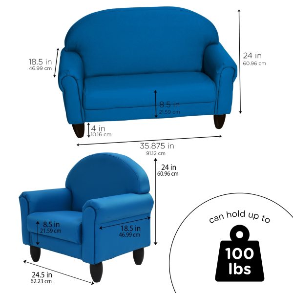As We Grow Chair and Sofa Set - Deep Water with Black Legs