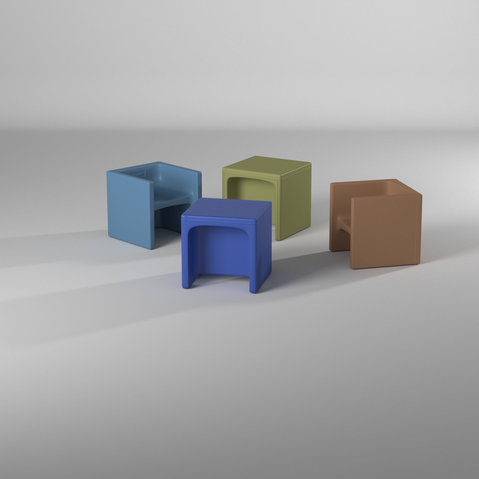 Cube Chair - Set of 4 - Woodland - Blue/Sky Blue/Fern/Almond