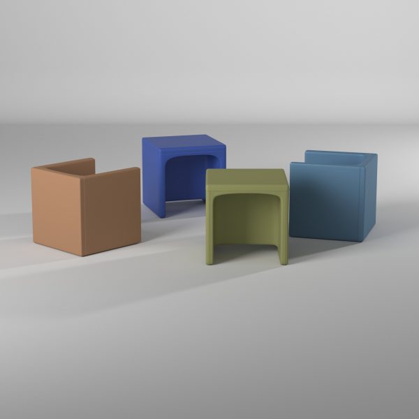 Cube Chair - Set of 4 - Woodland - Blue/Sky Blue/Fern/Almond
