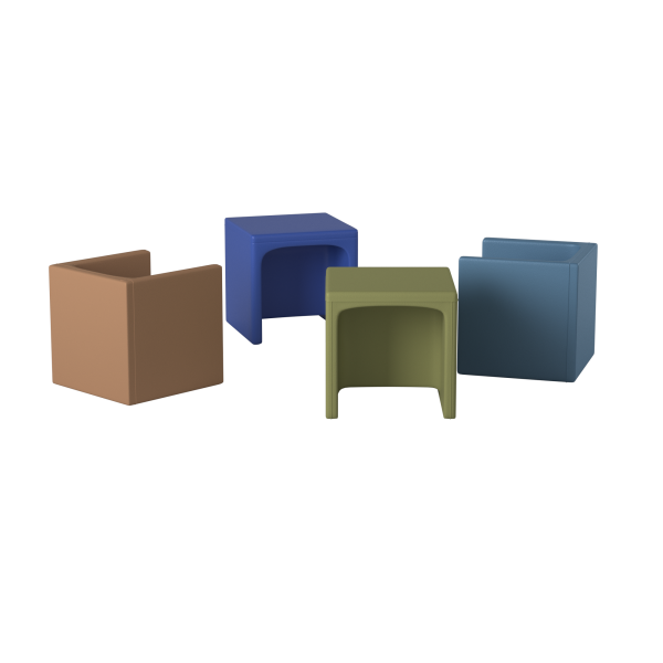 Cube Chair - Set of 4 - Woodland - Blue/Sky Blue/Fern/Almond