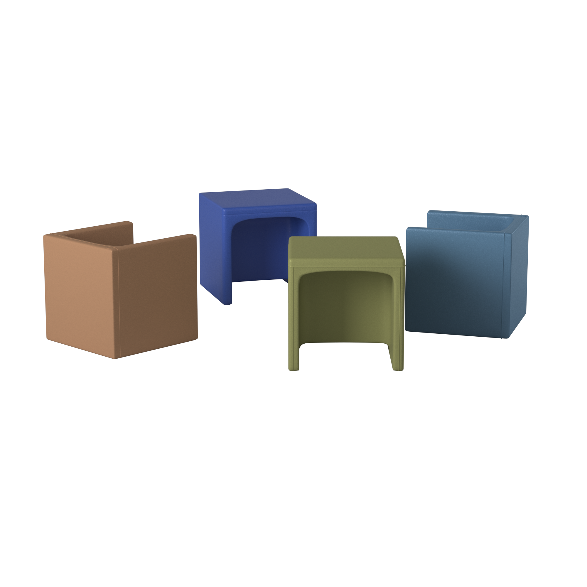 Cube Chair - Set of 4 - Woodland - Blue/Sky Blue/Fern/Almond