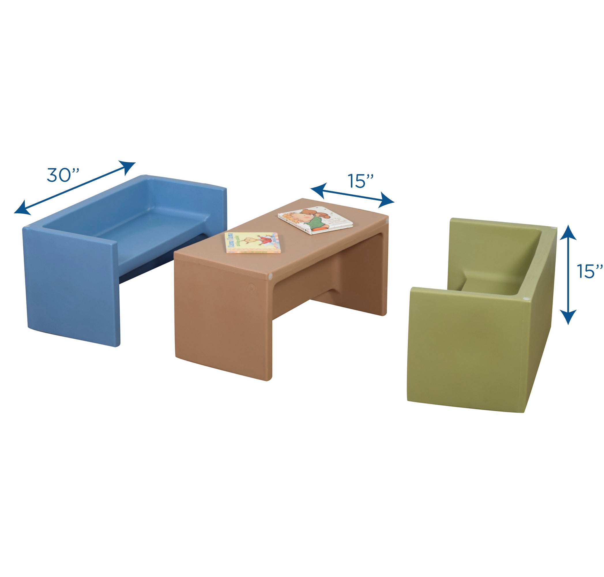 ADAPTA-BENCH - Set of 3 - Woodland - Sky Blue/Fern/Almond