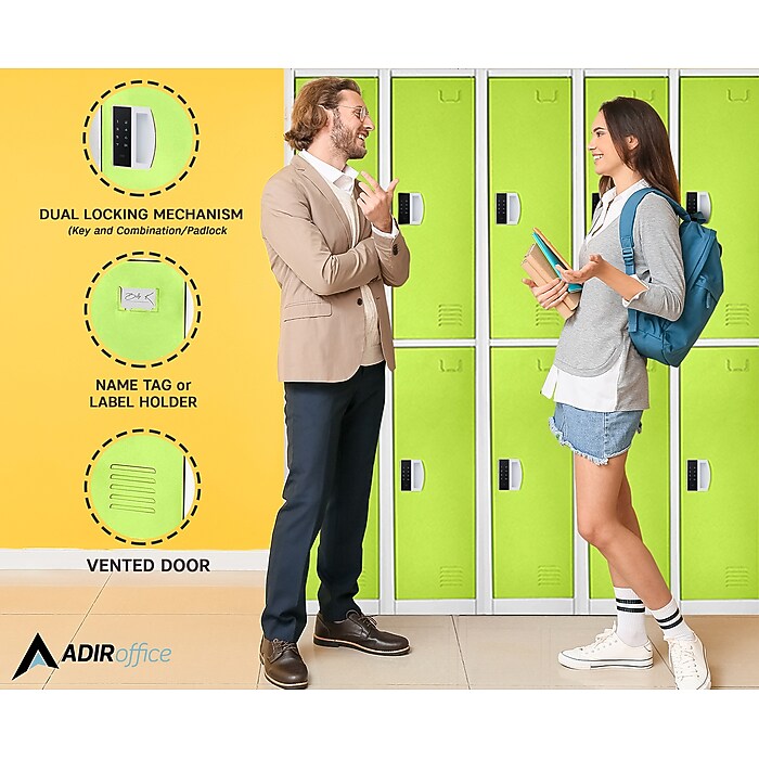 72" H x 12" W  2-Tier Steel Storage Locker with Digital Lock, Green