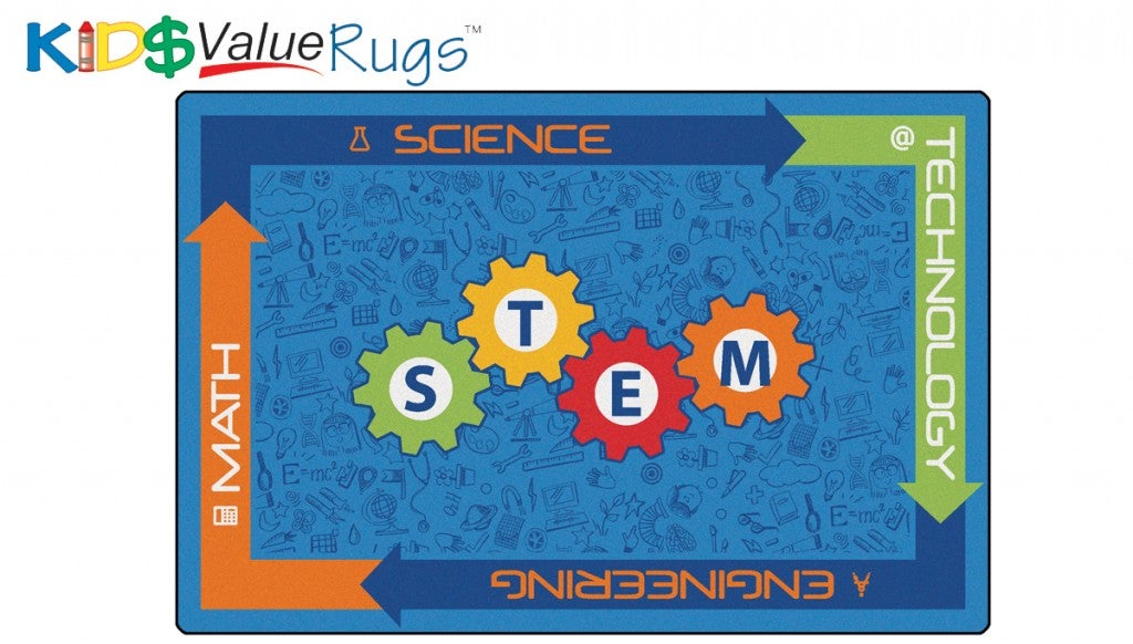STEM Value Rug  - 4ft x 6ft - Rectangle - Blue