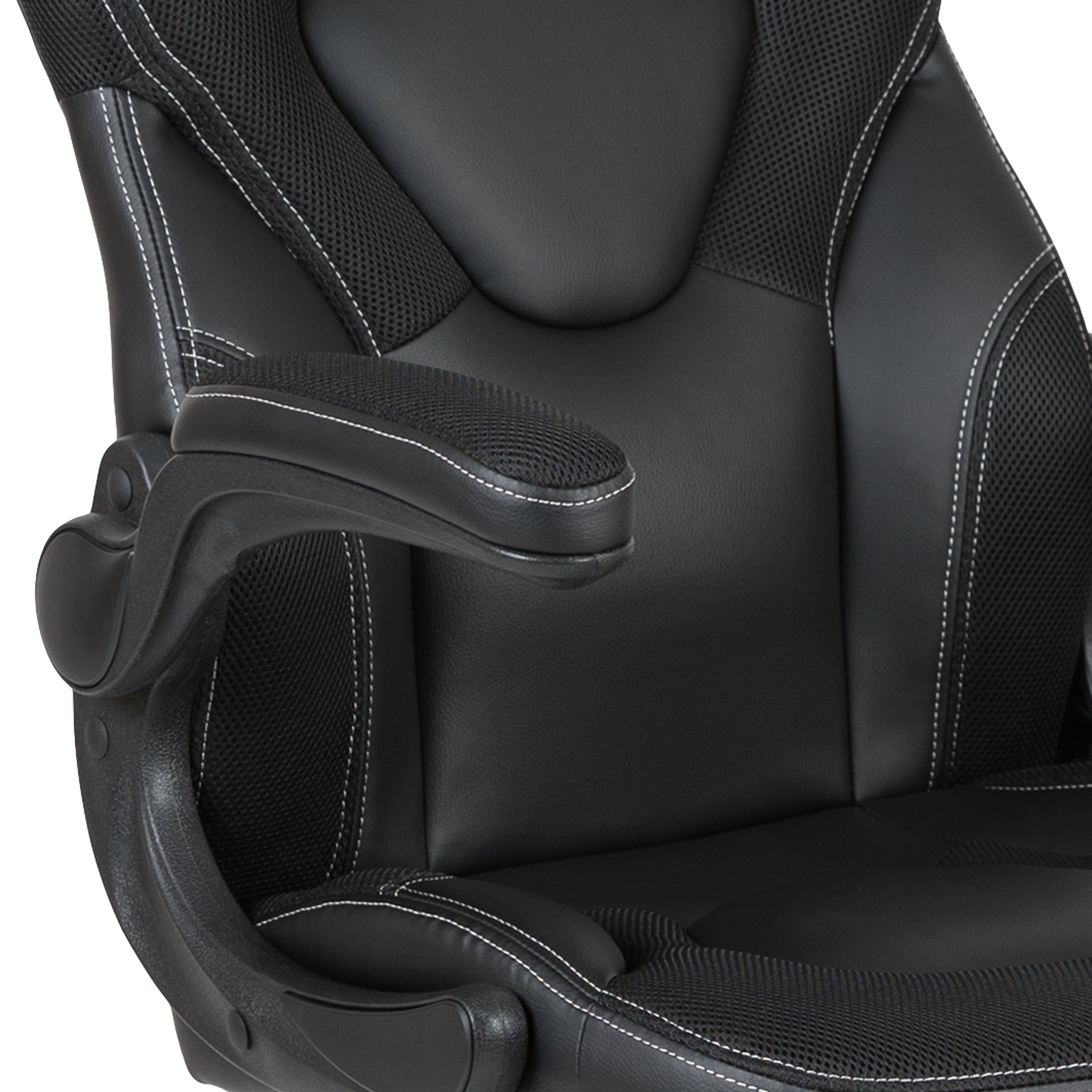 X10 Gaming Chair, Racing Style Ergonomic Office Chair, Height Adjustable Swivel Computer Chair with Flip-Up Arms, Black LeatherSoft