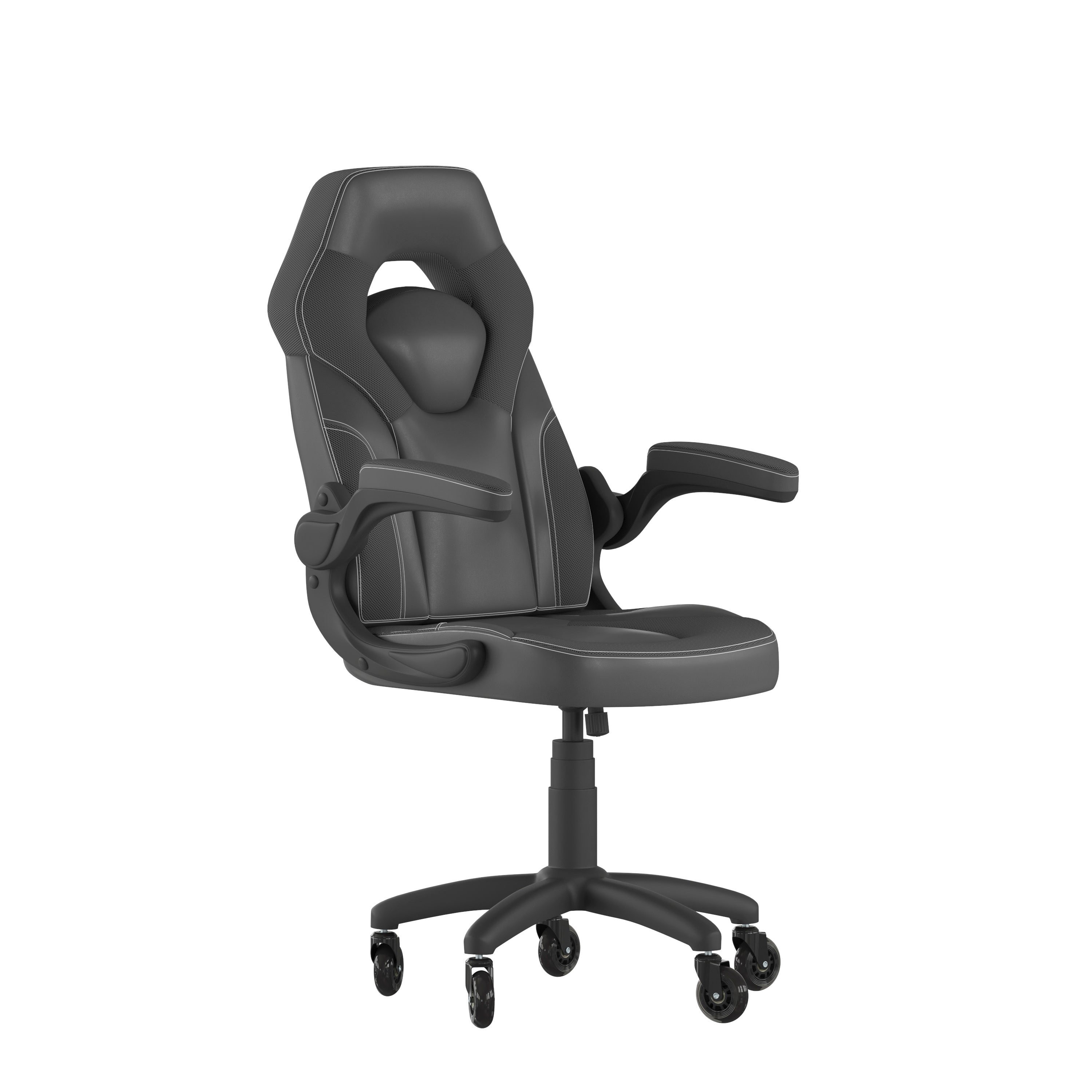 X10 Gaming Chair Racing Office Computer PC Adjustable Chair with Flip-up Arms and Transparent Roller Wheels, Black LeatherSoft