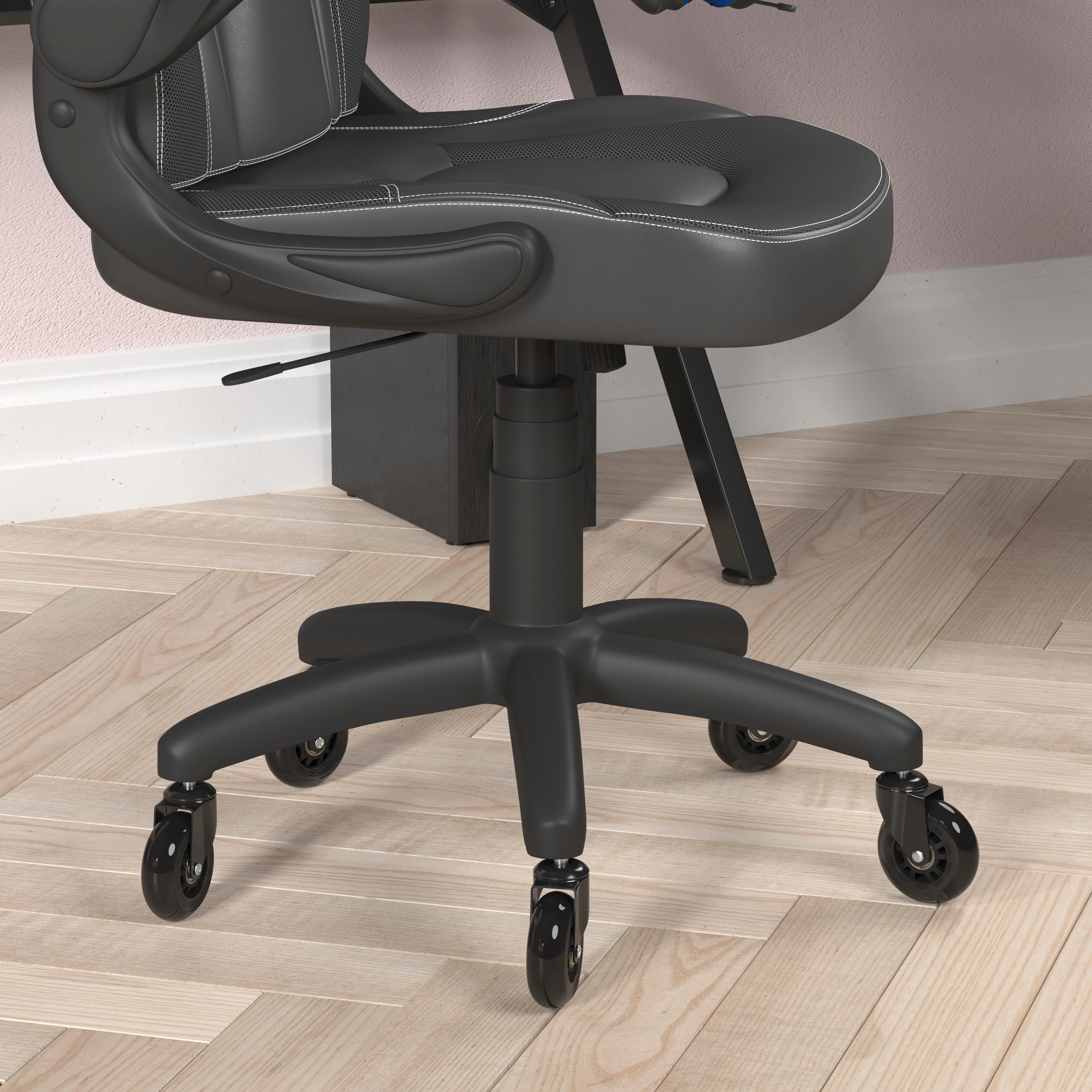 X10 Gaming Chair Racing Office Computer PC Adjustable Chair with Flip-up Arms and Transparent Roller Wheels, Black LeatherSoft