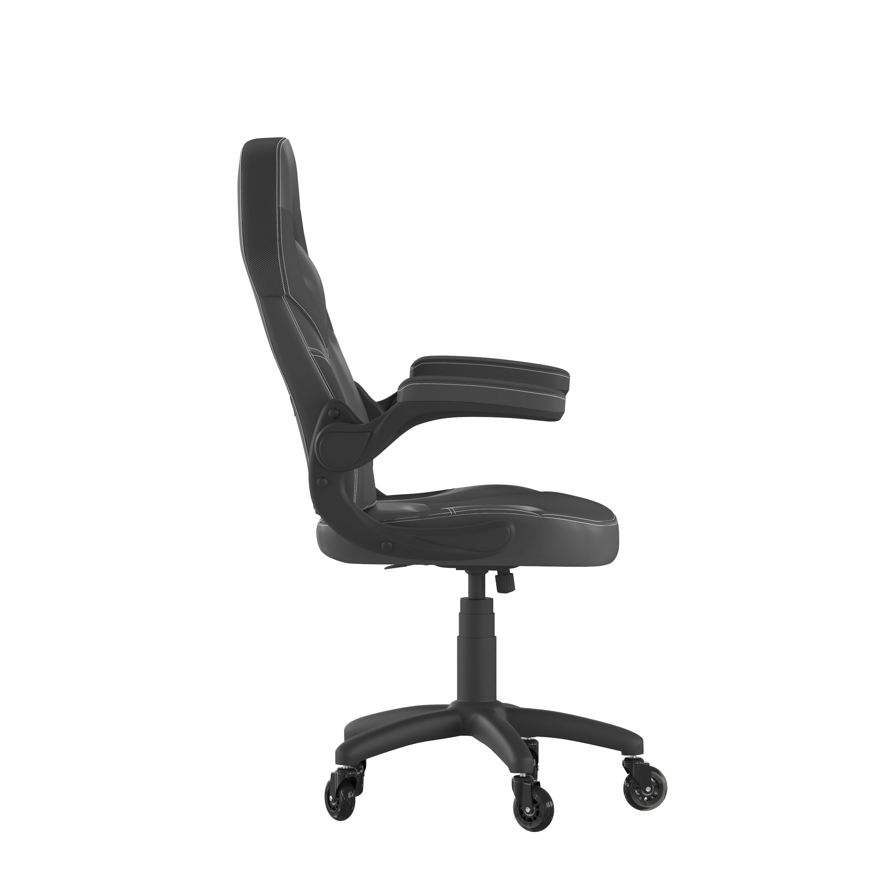 X10 Gaming Chair Racing Office Computer PC Adjustable Chair with Flip-up Arms and Transparent Roller Wheels, Black LeatherSoft