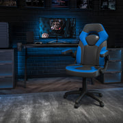 X10 Gaming Chair, Racing Style Ergonomic Office Chair, Height Adjustable Swivel Computer Chair with Flip-Up Arms, Blue/Black LeatherSoft