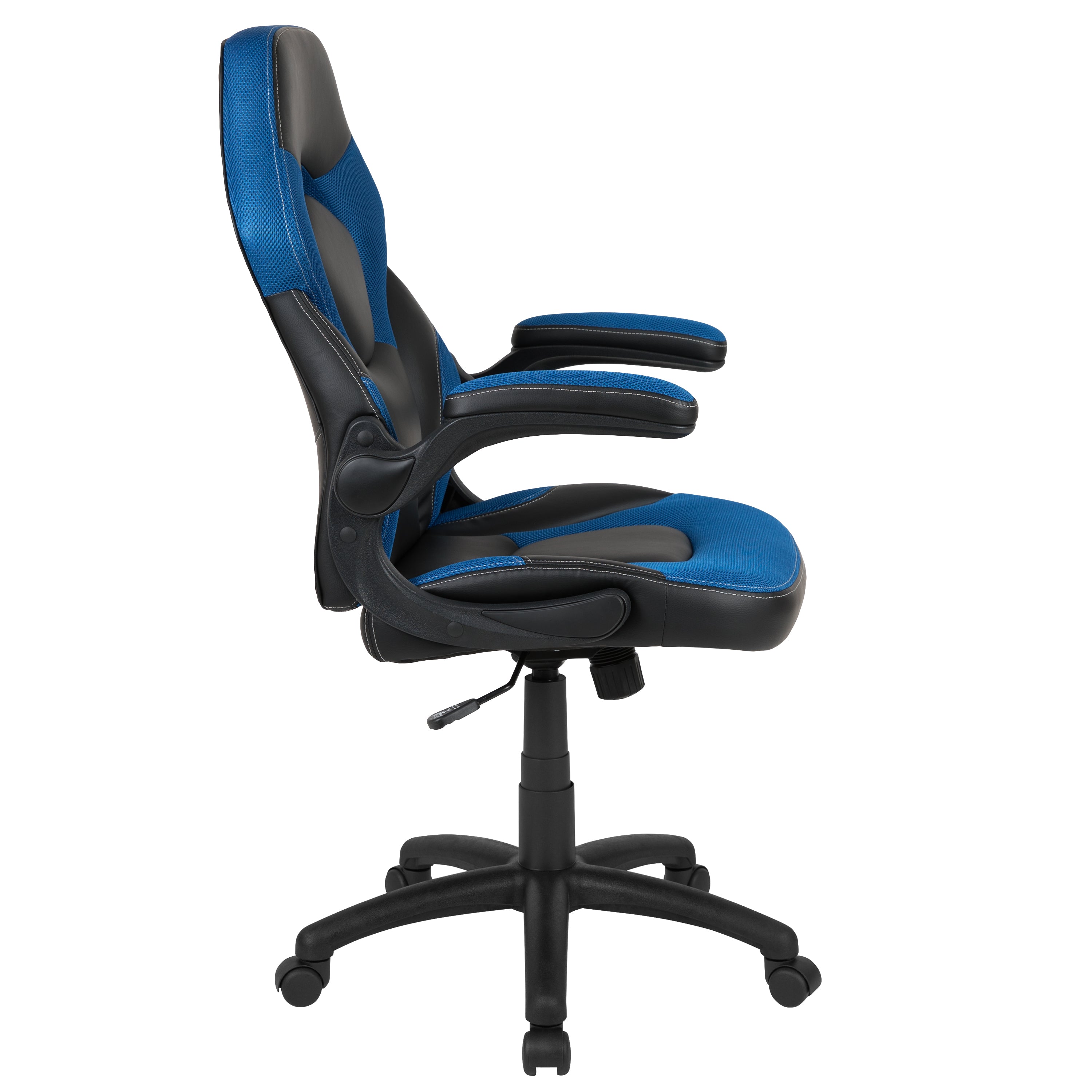 X10 Gaming Chair, Racing Style Ergonomic Office Chair, Height Adjustable Swivel Computer Chair with Flip-Up Arms, Blue/Black LeatherSoft