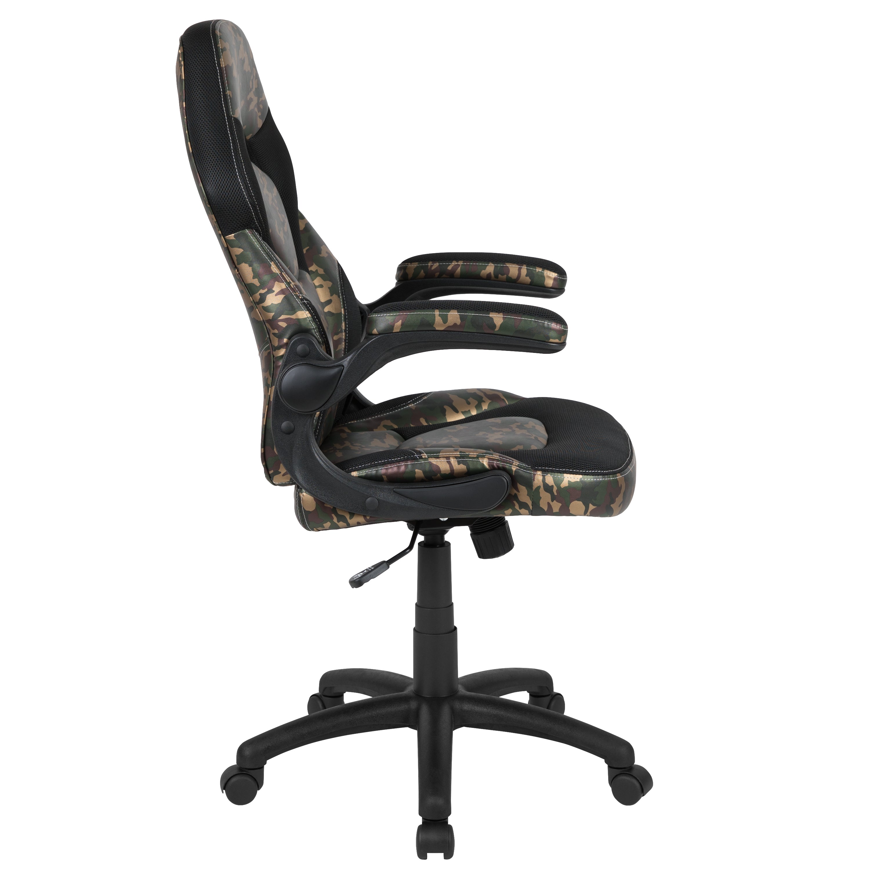 X10 Gaming Chair, Racing Style Ergonomic Office Chair, Height Adjustable Swivel Computer Chair with Flip-Up Arms, Camouflage/Black LeatherSoft