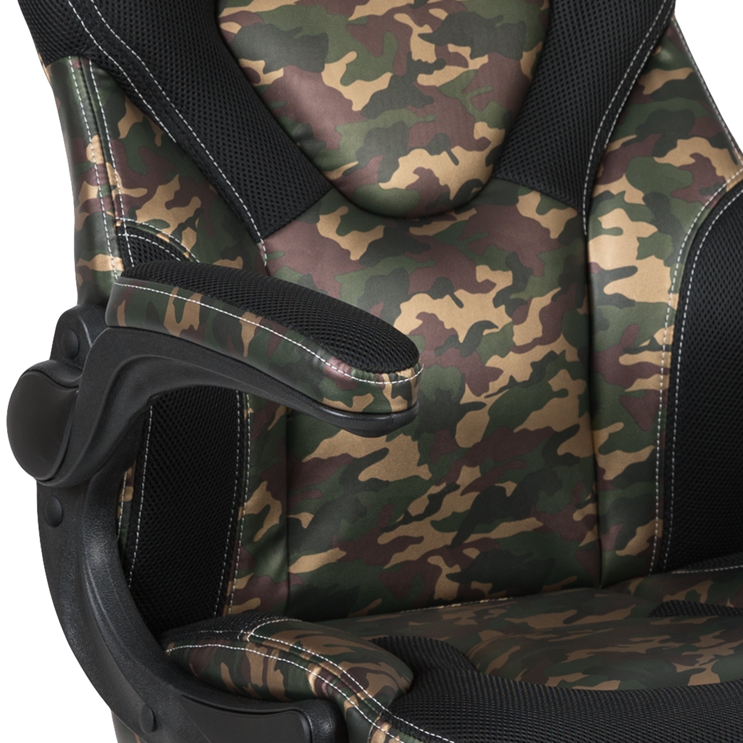 X10 Gaming Chair, Racing Style Ergonomic Office Chair, Height Adjustable Swivel Computer Chair with Flip-Up Arms, Camouflage/Black LeatherSoft