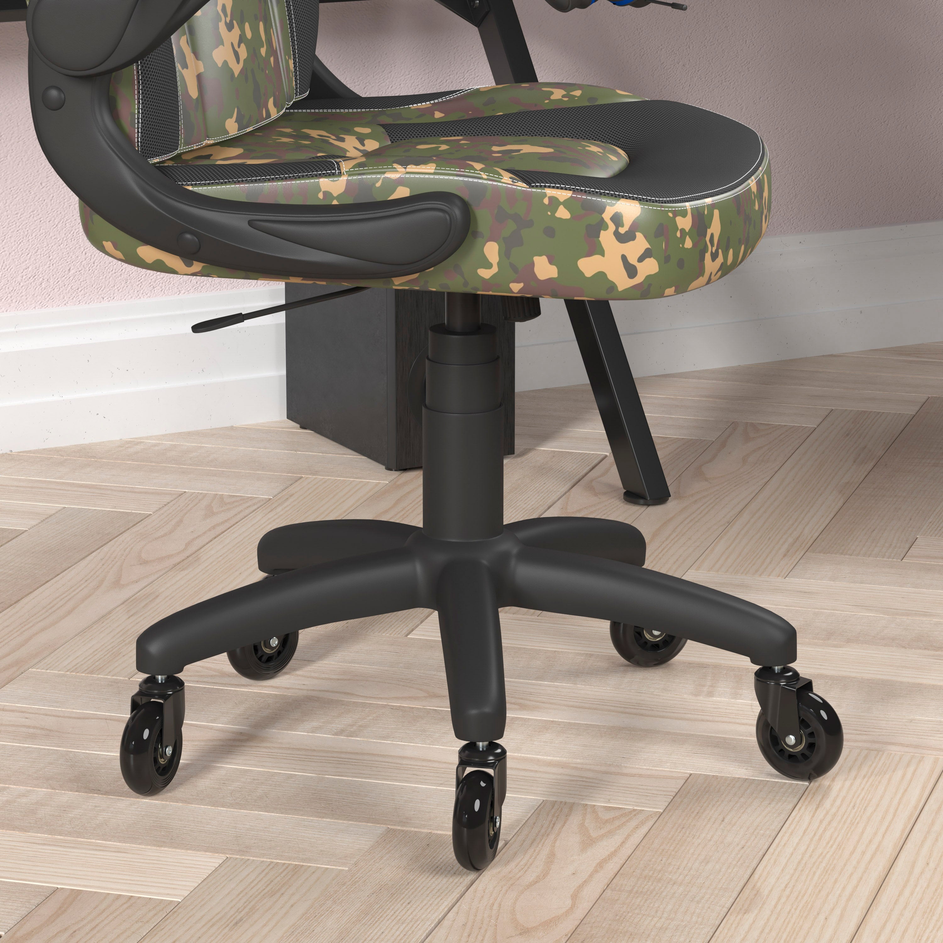 X10 Gaming Chair Racing Computer PC Adjustable Chair with Flip-up Arms and Transparent Roller Wheels, Camouflage/Black LeatherSoft