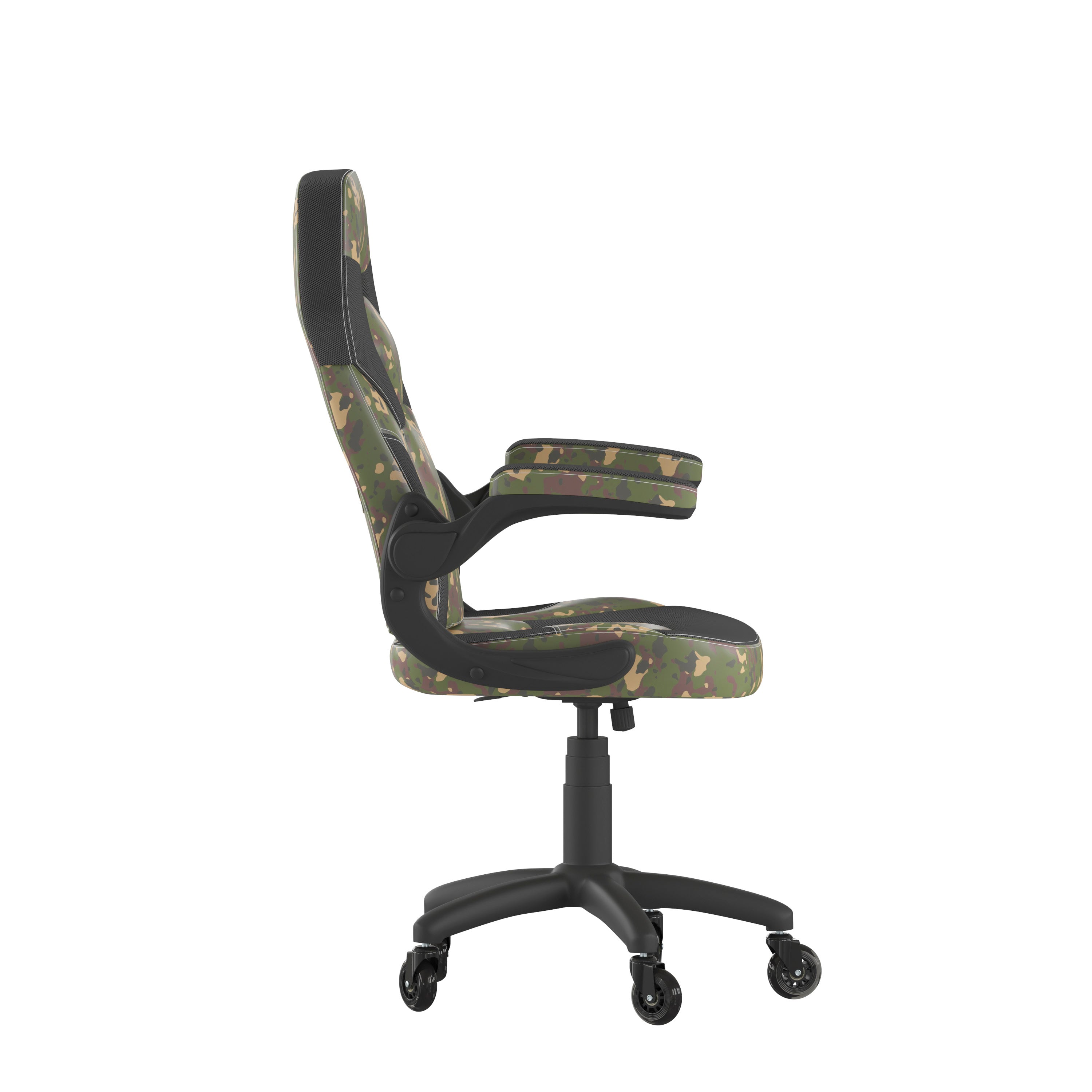 X10 Gaming Chair Racing Computer PC Adjustable Chair with Flip-up Arms and Transparent Roller Wheels, Camouflage/Black LeatherSoft