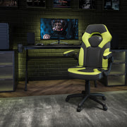 X10 Gaming Chair, Racing Style Ergonomic Office Chair, Height Adjustable Swivel Computer Chair with Flip-Up Arms, Neon Green/Black LeatherSoft