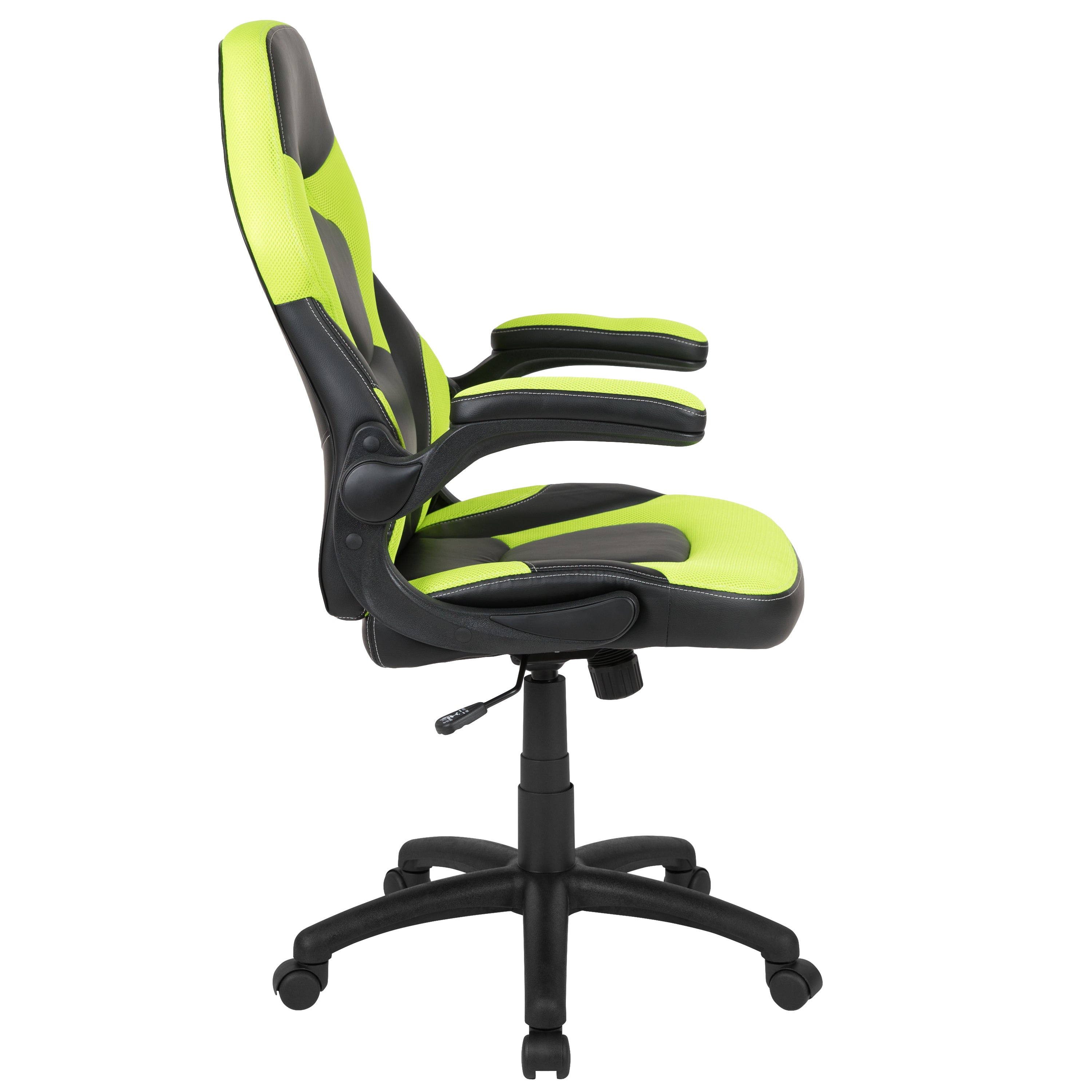 X10 Gaming Chair, Racing Style Ergonomic Office Chair, Height Adjustable Swivel Computer Chair with Flip-Up Arms, Neon Green/Black LeatherSoft