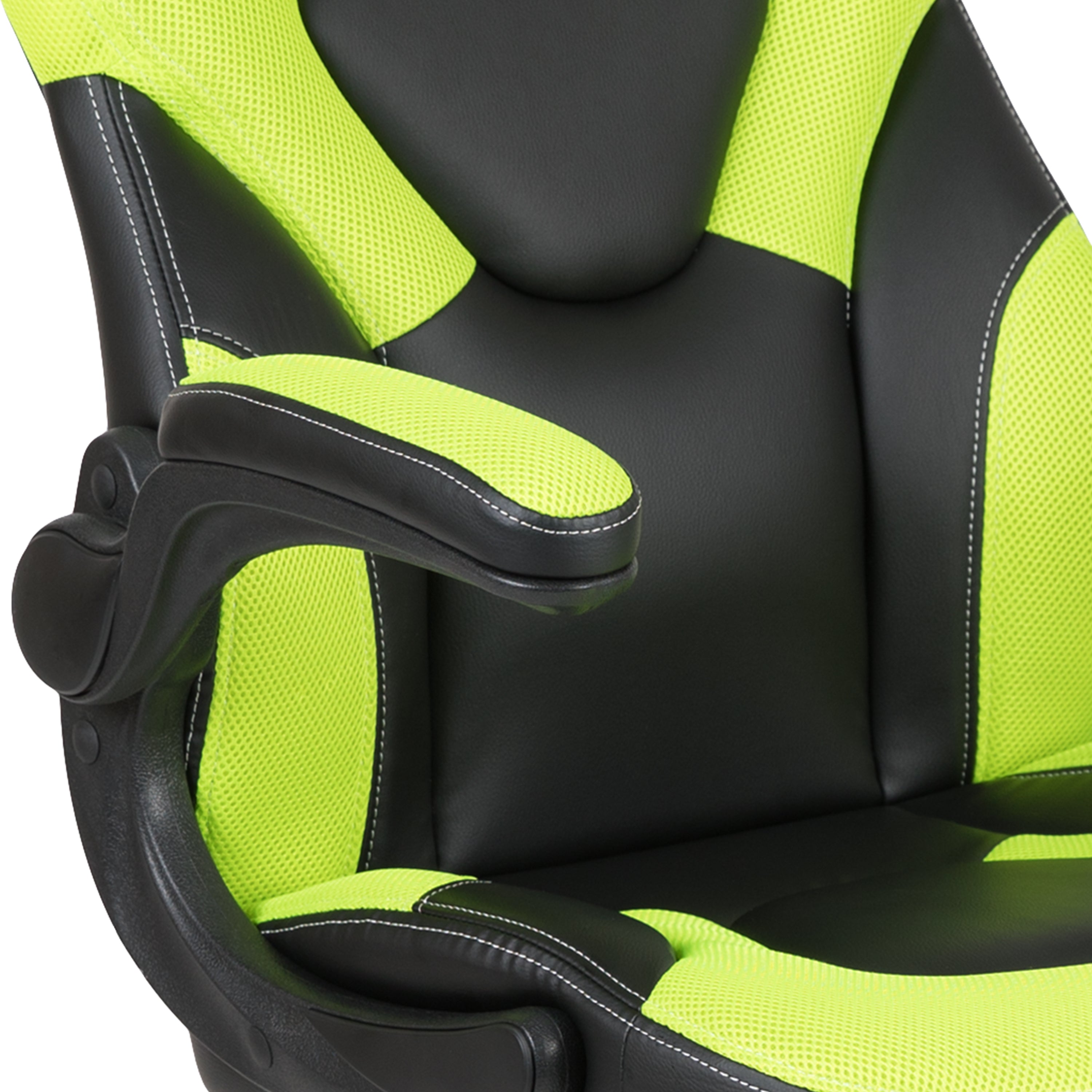 X10 Gaming Chair, Racing Style Ergonomic Office Chair, Height Adjustable Swivel Computer Chair with Flip-Up Arms, Neon Green/Black LeatherSoft