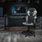 X10 Gaming Chair, Racing Style Ergonomic Office Chair, Height Adjustable Swivel Computer Chair with Flip-Up Arms, Gray/Black LeatherSoft