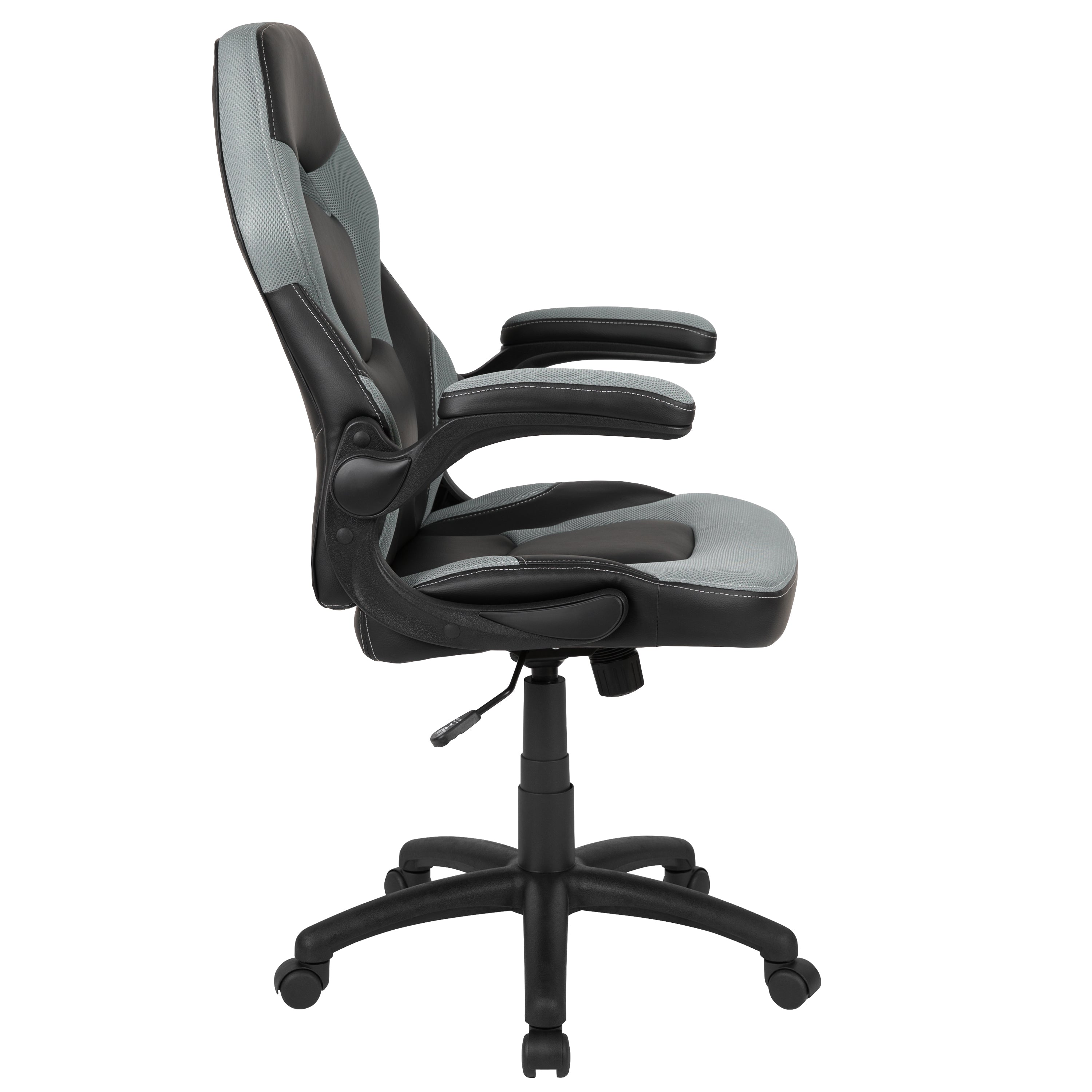 X10 Gaming Chair, Racing Style Ergonomic Office Chair, Height Adjustable Swivel Computer Chair with Flip-Up Arms, Gray/Black LeatherSoft