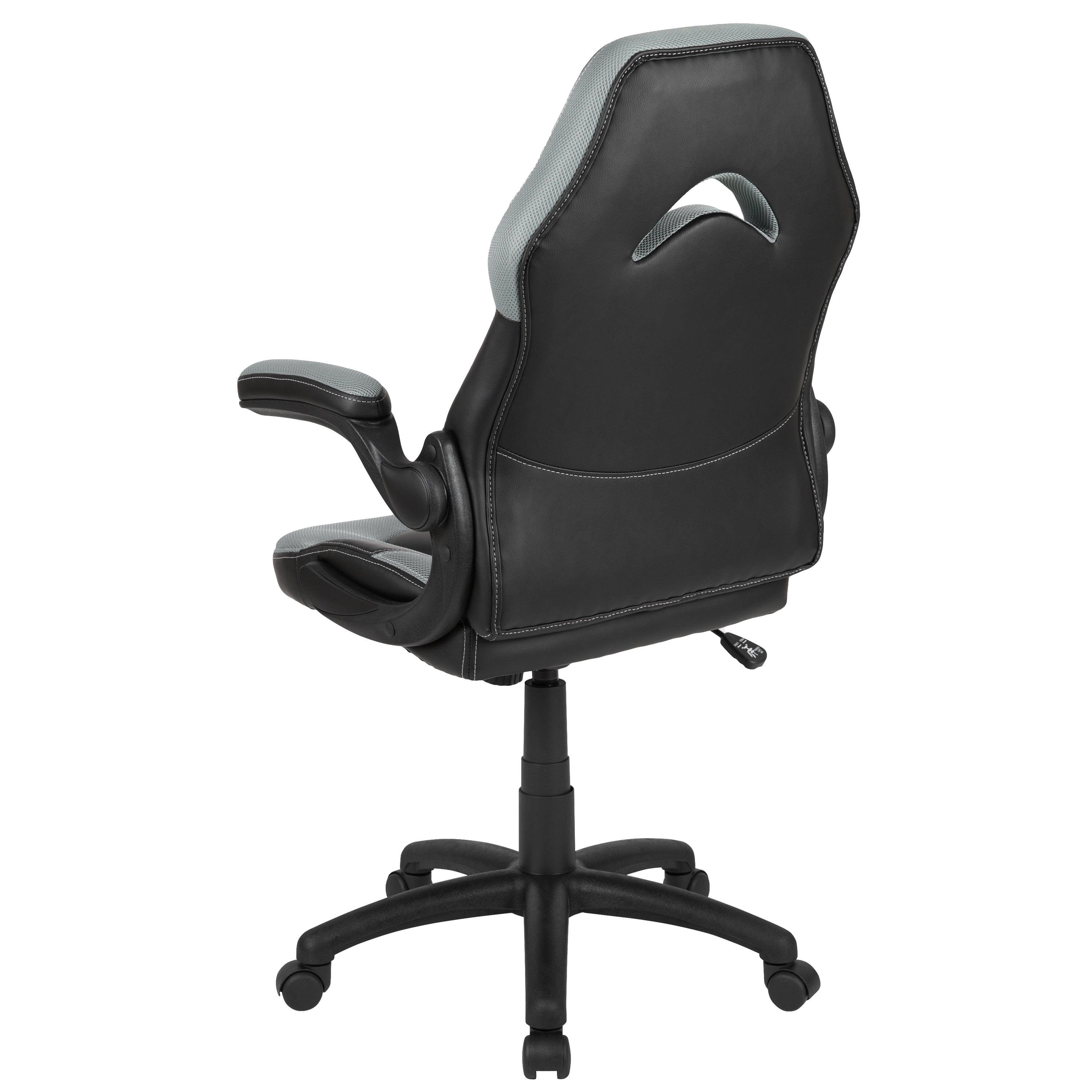 X10 Gaming Chair, Racing Style Ergonomic Office Chair, Height Adjustable Swivel Computer Chair with Flip-Up Arms, Gray/Black LeatherSoft