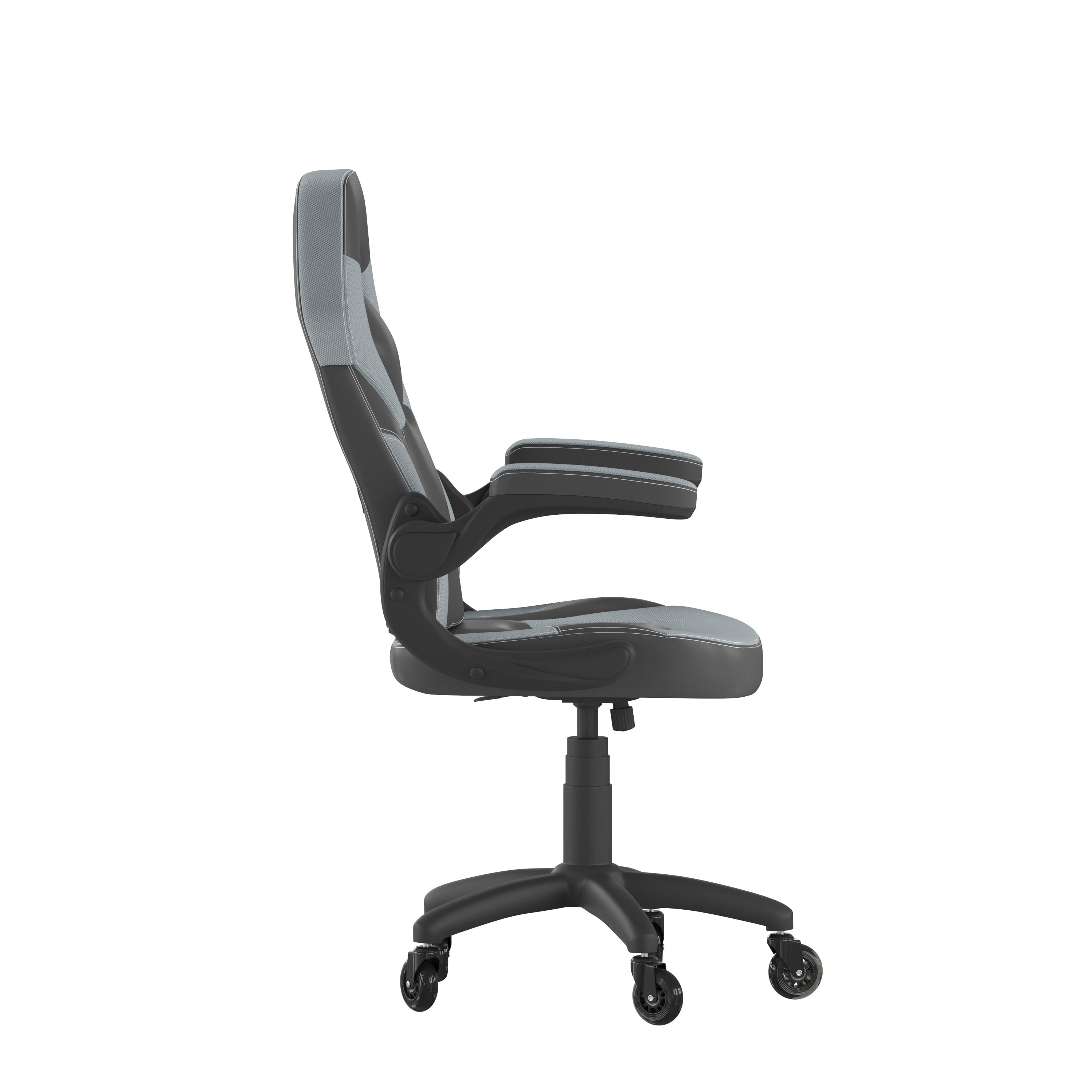 X10 Gaming Chair Racing Office Computer PC Adjustable Chair with Flip-up Arms and Transparent Roller Wheels, Gray/Black LeatherSoft