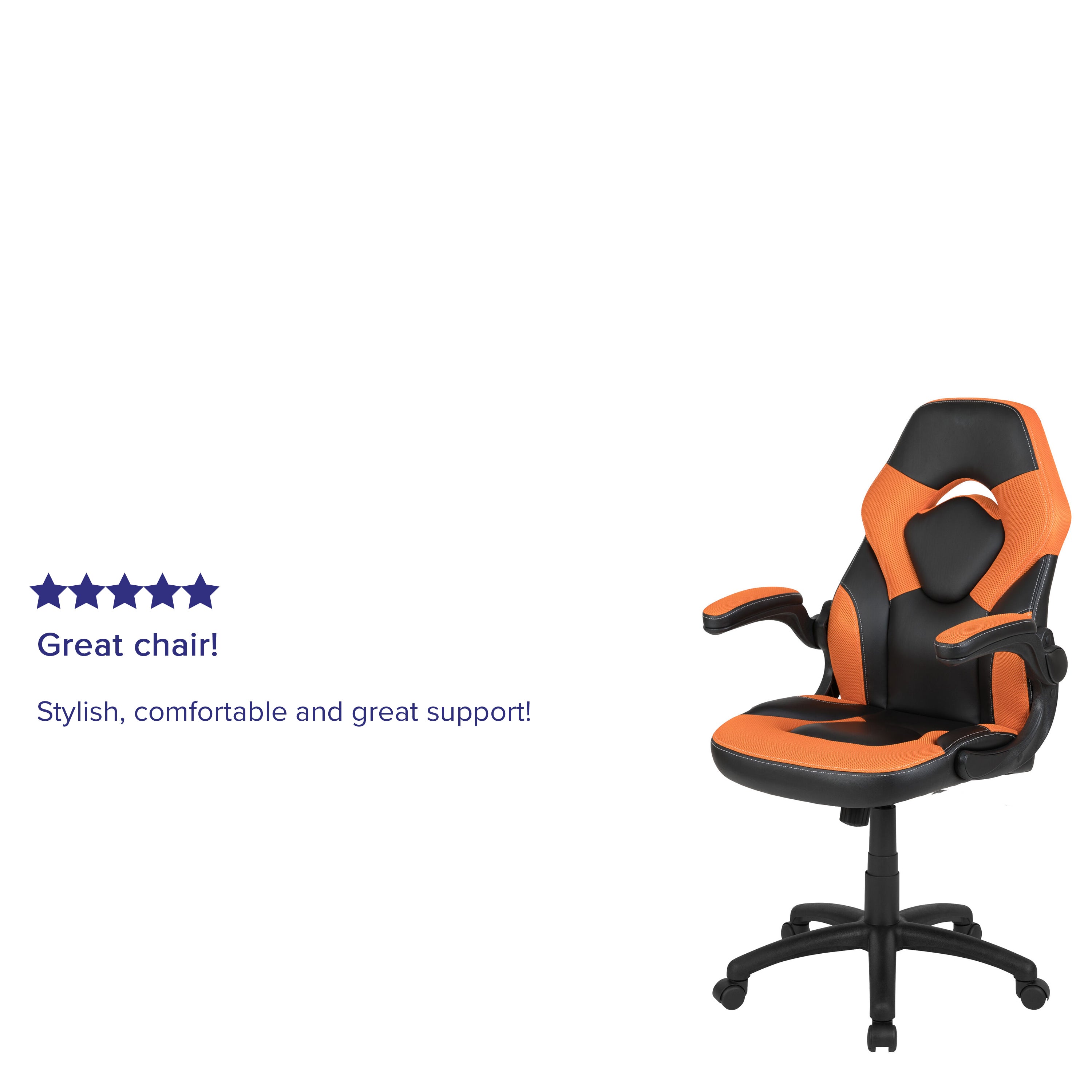 X10 Gaming Chair, Racing Style Ergonomic Office Chair, Height Adjustable Swivel Computer Chair with Flip-Up Arms, Orange/Black LeatherSoft