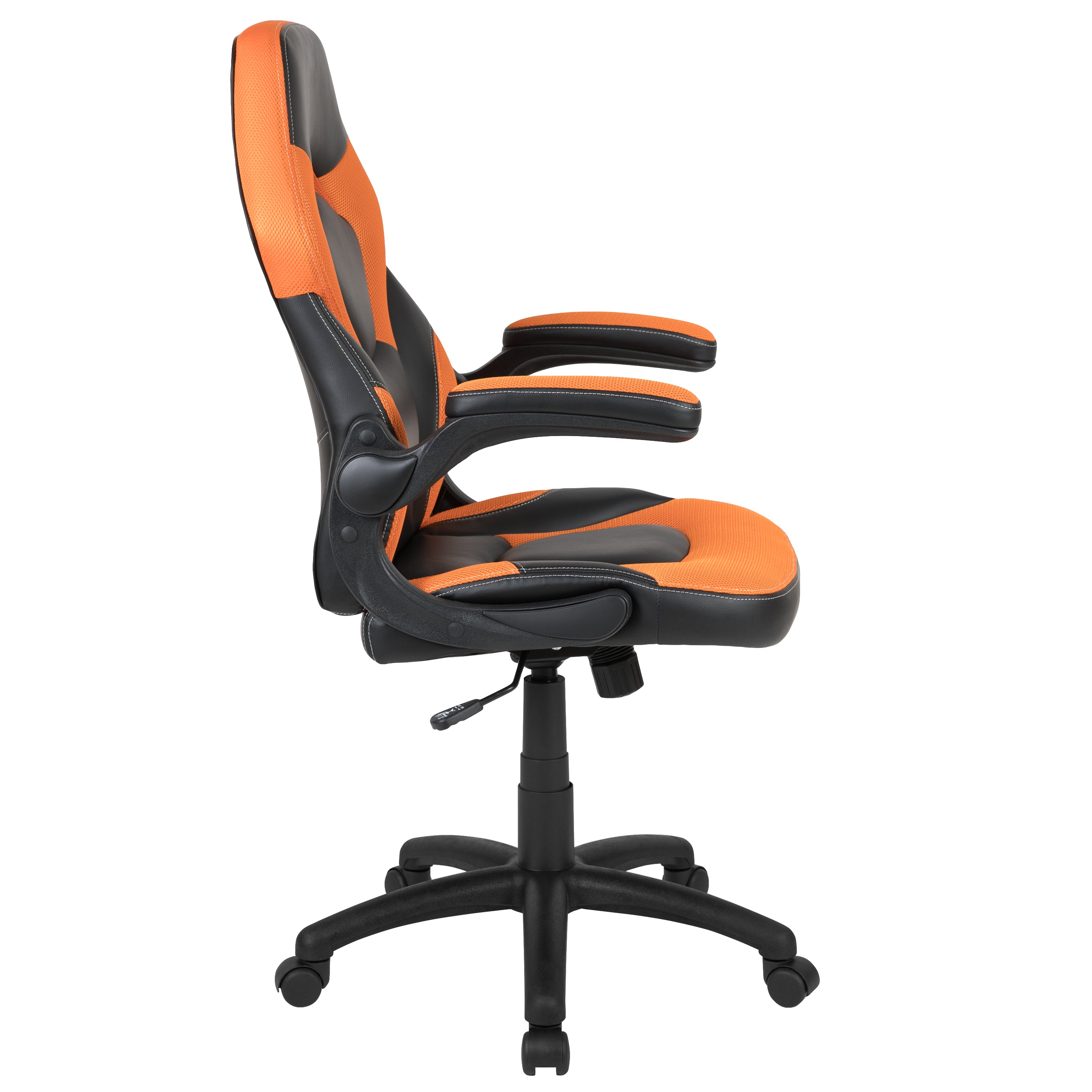 X10 Gaming Chair, Racing Style Ergonomic Office Chair, Height Adjustable Swivel Computer Chair with Flip-Up Arms, Orange/Black LeatherSoft