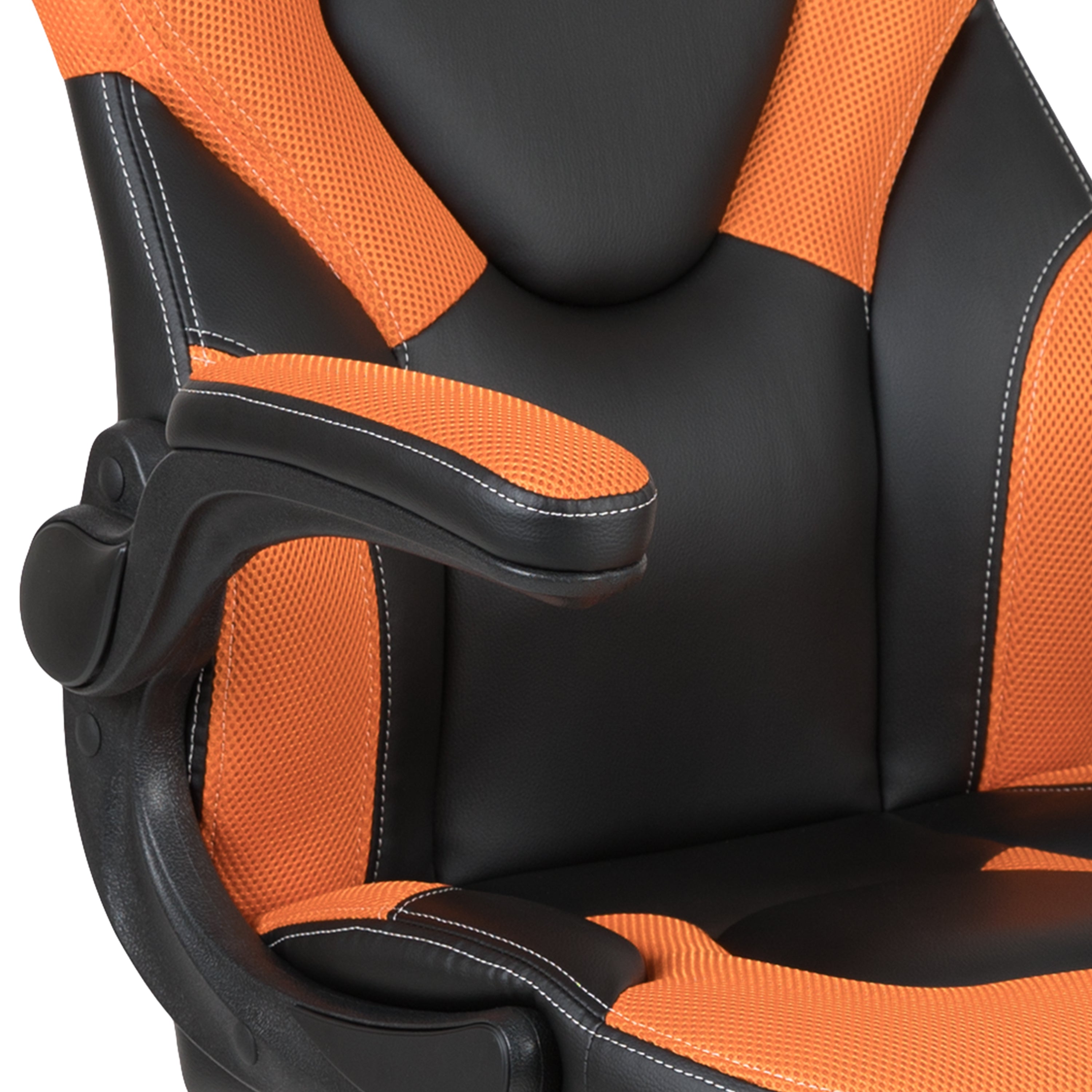X10 Gaming Chair, Racing Style Ergonomic Office Chair, Height Adjustable Swivel Computer Chair with Flip-Up Arms, Orange/Black LeatherSoft