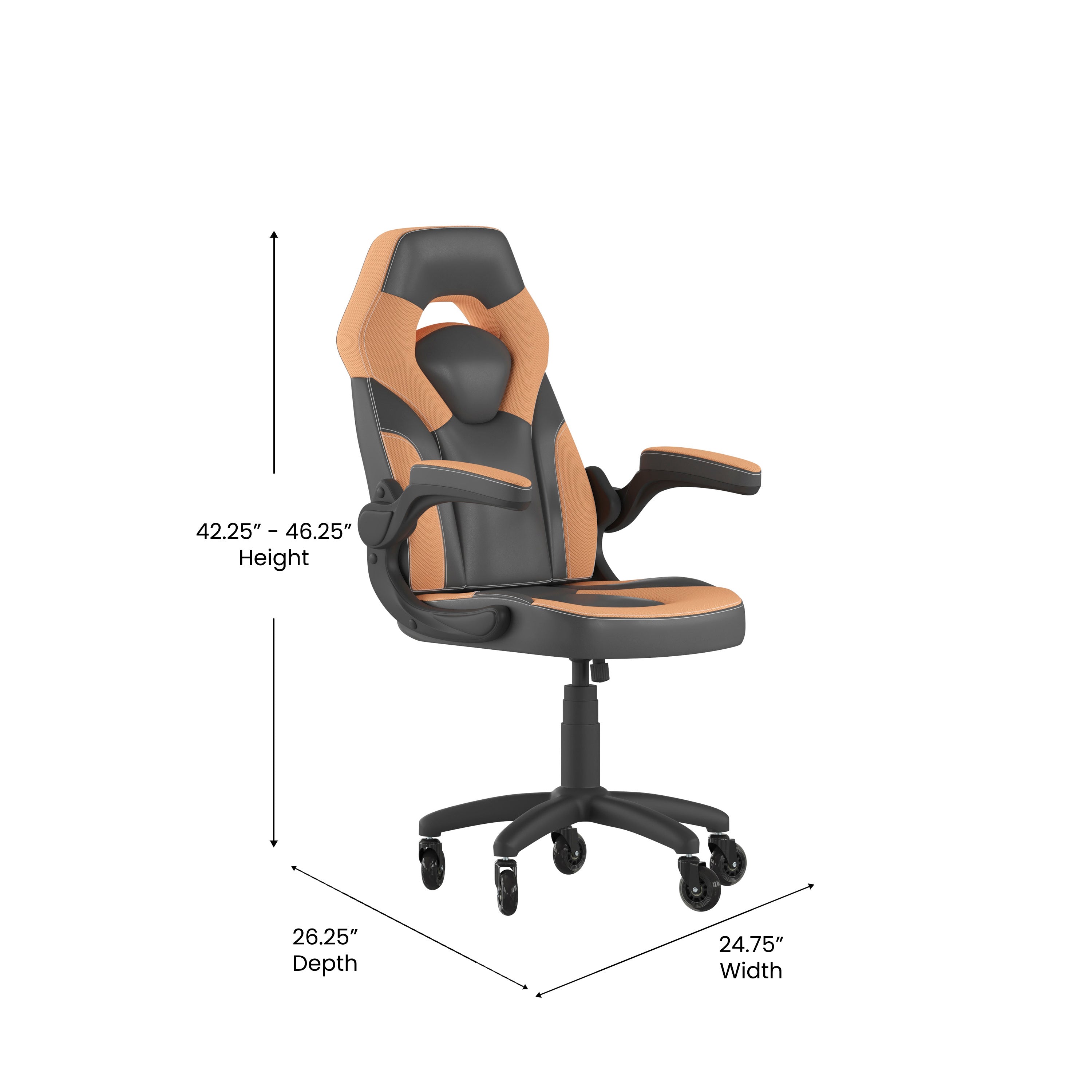 X10 Gaming Chair Racing Office Computer PC Adjustable Chair with Flip-up Arms and Transparent Roller Wheels, Orange/Black LeatherSoft