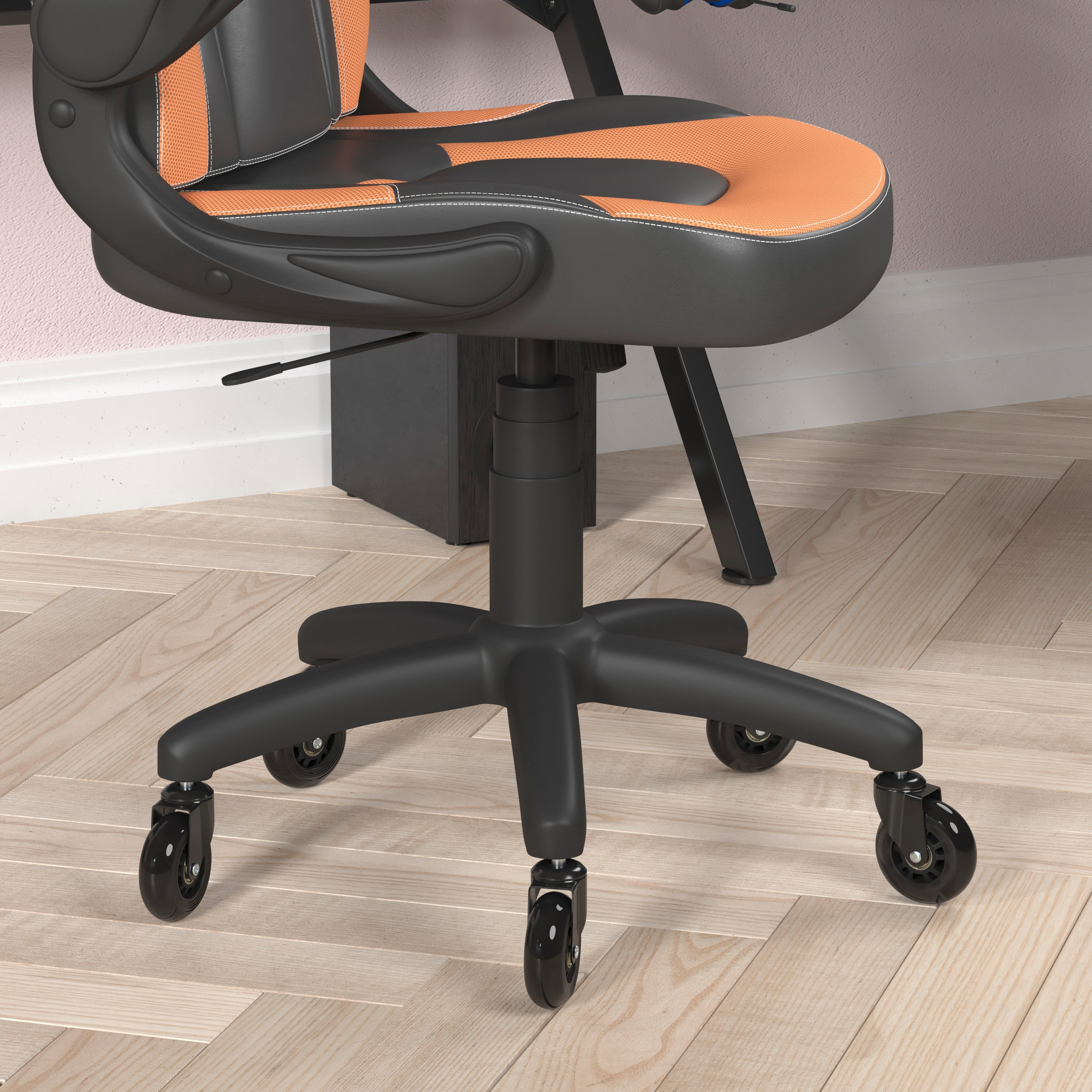 X10 Gaming Chair Racing Office Computer PC Adjustable Chair with Flip-up Arms and Transparent Roller Wheels, Orange/Black LeatherSoft