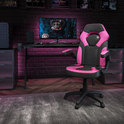 X10 Gaming Chair, Racing Style Ergonomic Office Chair, Height Adjustable Swivel Computer Chair with Flip-Up Arms, Pink/Black LeatherSoft