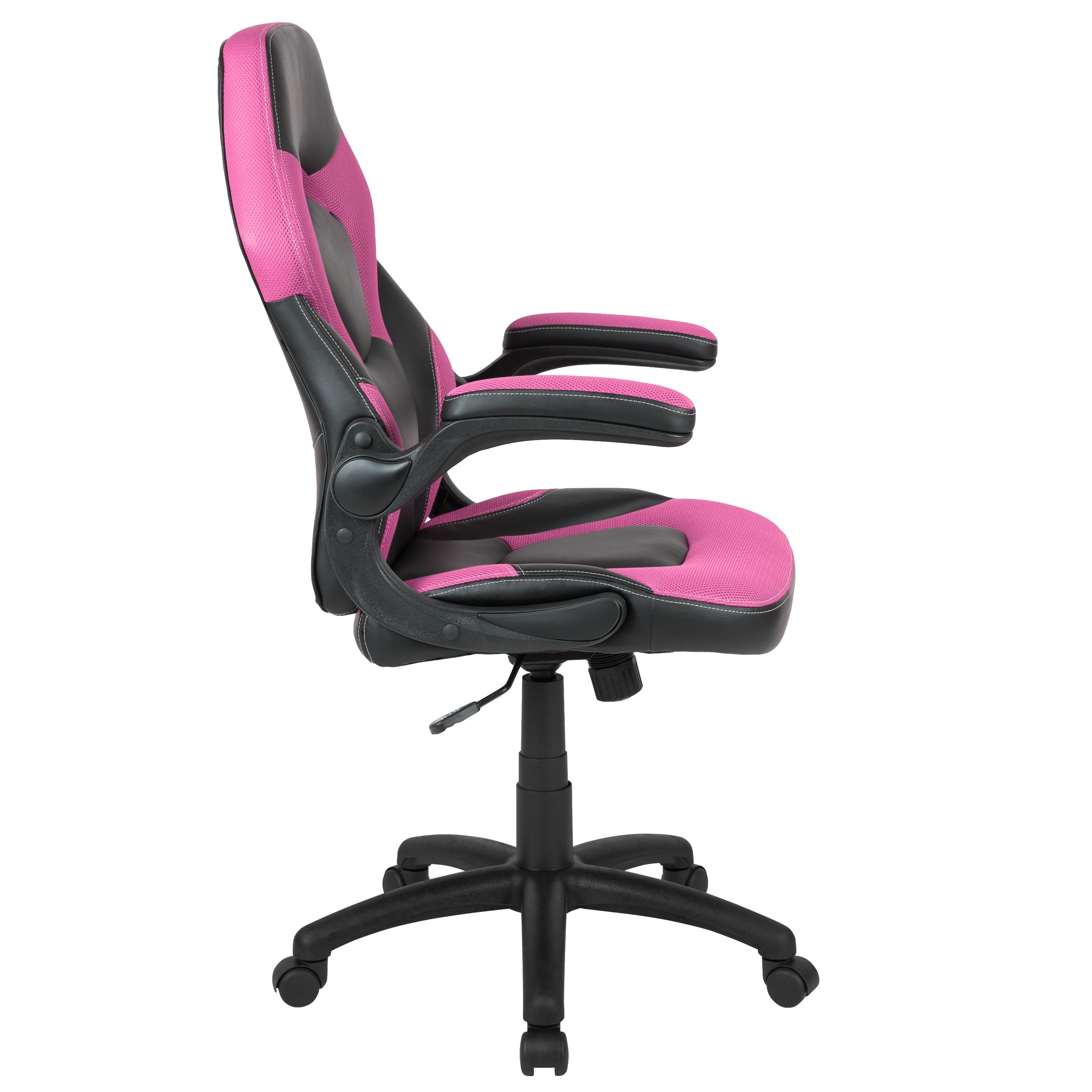 X10 Gaming Chair, Racing Style Ergonomic Office Chair, Height Adjustable Swivel Computer Chair with Flip-Up Arms, Pink/Black LeatherSoft