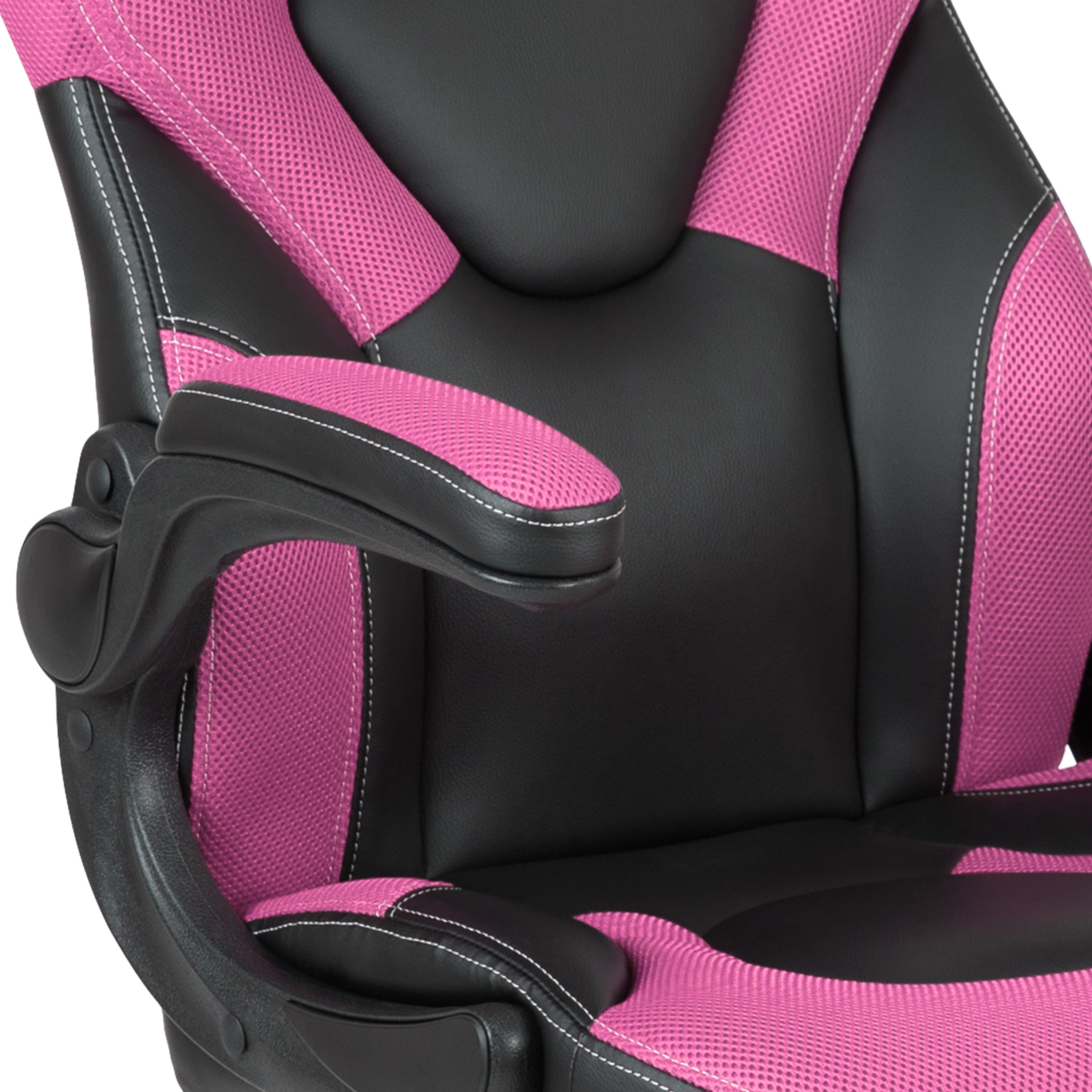 X10 Gaming Chair, Racing Style Ergonomic Office Chair, Height Adjustable Swivel Computer Chair with Flip-Up Arms, Pink/Black LeatherSoft