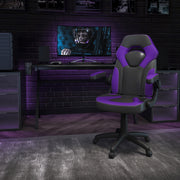 X10 Gaming Chair, Racing Style Ergonomic Office Chair, Height Adjustable Swivel Computer Chair with Flip-Up Arms, Purple/Black LeatherSoft