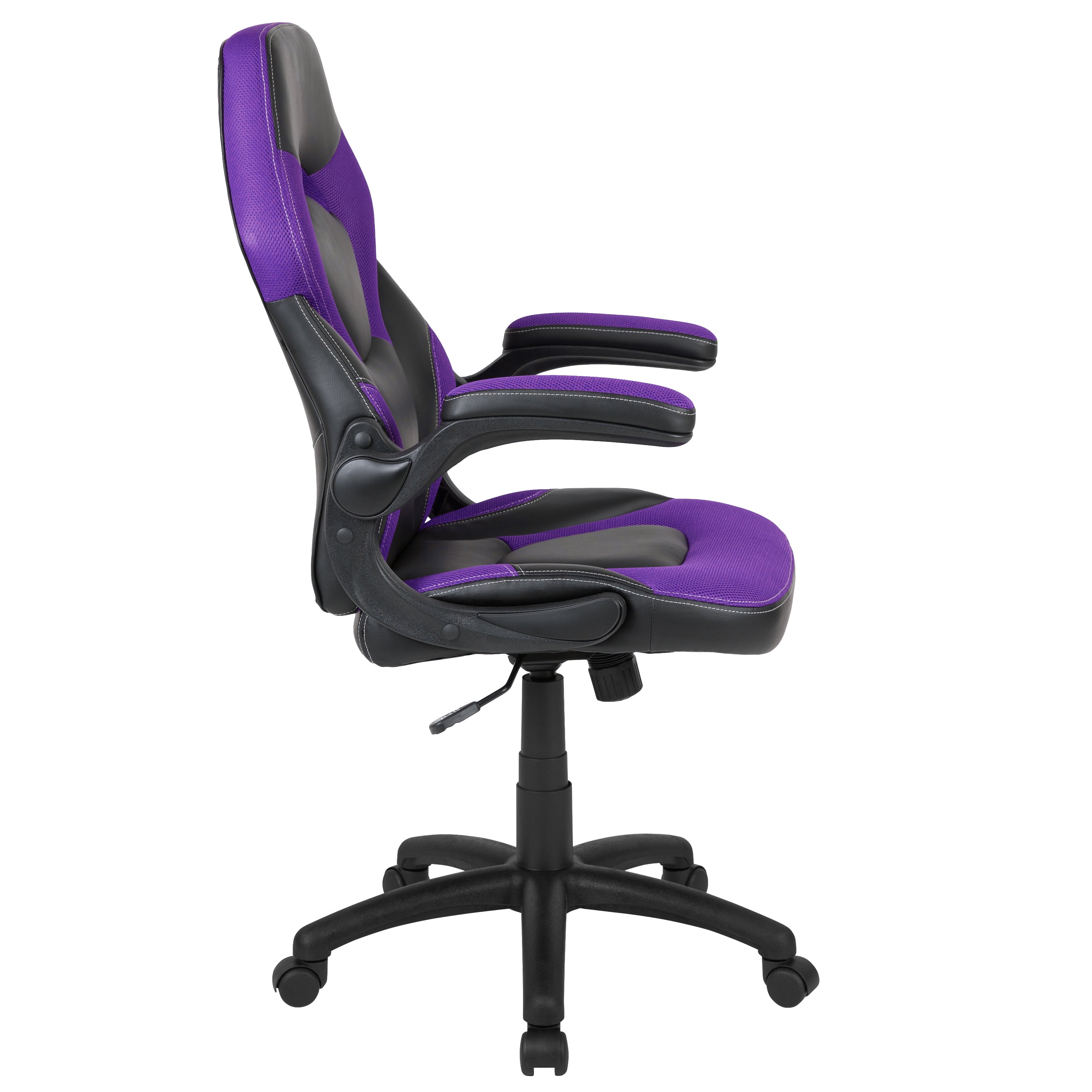 X10 Gaming Chair, Racing Style Ergonomic Office Chair, Height Adjustable Swivel Computer Chair with Flip-Up Arms, Purple/Black LeatherSoft
